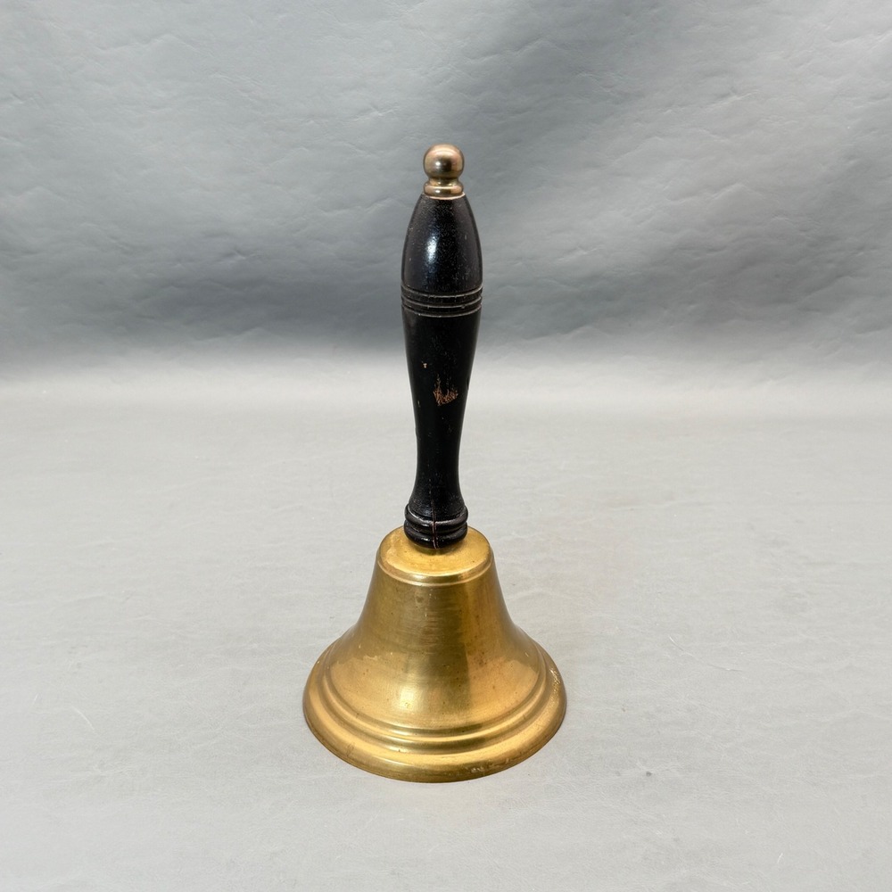 VTG Teachers Bell 10" Brass Black Wood Handle